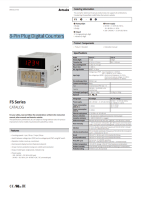 AUTONICS FS CATALOG FS SERIES: 8-PIN PLUG DIGITAL COUNTERS